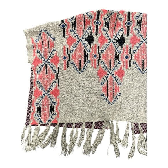 Oscar St Poncho Cardigan Size M-L Wool Blend Boho, indie.  poncho with tassels - Picture 5 of 6
